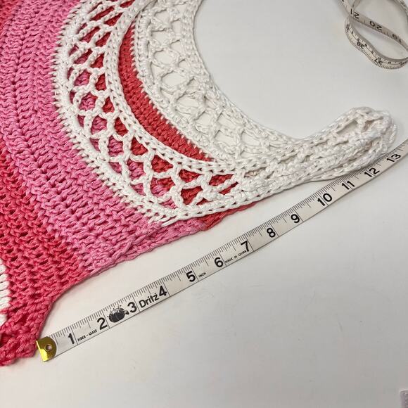 Womens Sweater Tank Crochet Striped Grannycore Festival Retro Boho Hand Knit - Picture 6 of 6